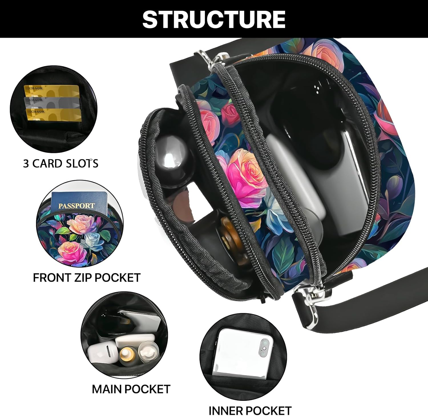 Yrebyou Small Crossbody Bags for Women Cell Phone Purse Lightweight Over Shoulder Bags with Adjustable Strap for Travel - Image 5