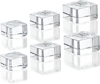 ZEERSHEE 6 Pack Crystal Sphere Holders Square Glass Pedestal Stands | Secure fit for 3D laser crystal spheres anti slip dimples, thick clear glass for sturdy display, perfect home decor gift
