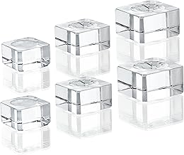 ZEERSHEE 6 Pack Square Crystal Display Bases for 3D Laser Balls 6pcs Glass Stands for Crystals Resin Acrylic Art Home Decoration
