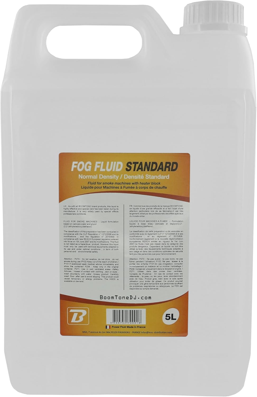 BoomToneDJ Fog Fluid Standard 5L Liquide pour Machine à fumée Transparent - Analyse des détails et conception