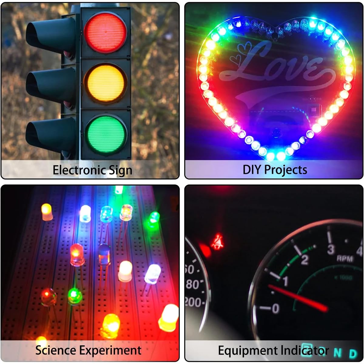 DollaTek 300 szt. 3 mm 5 mm ró?ne kolory 2-pinowe rozproszone diody LED elektroniczne cz??ci w 5 kolorach