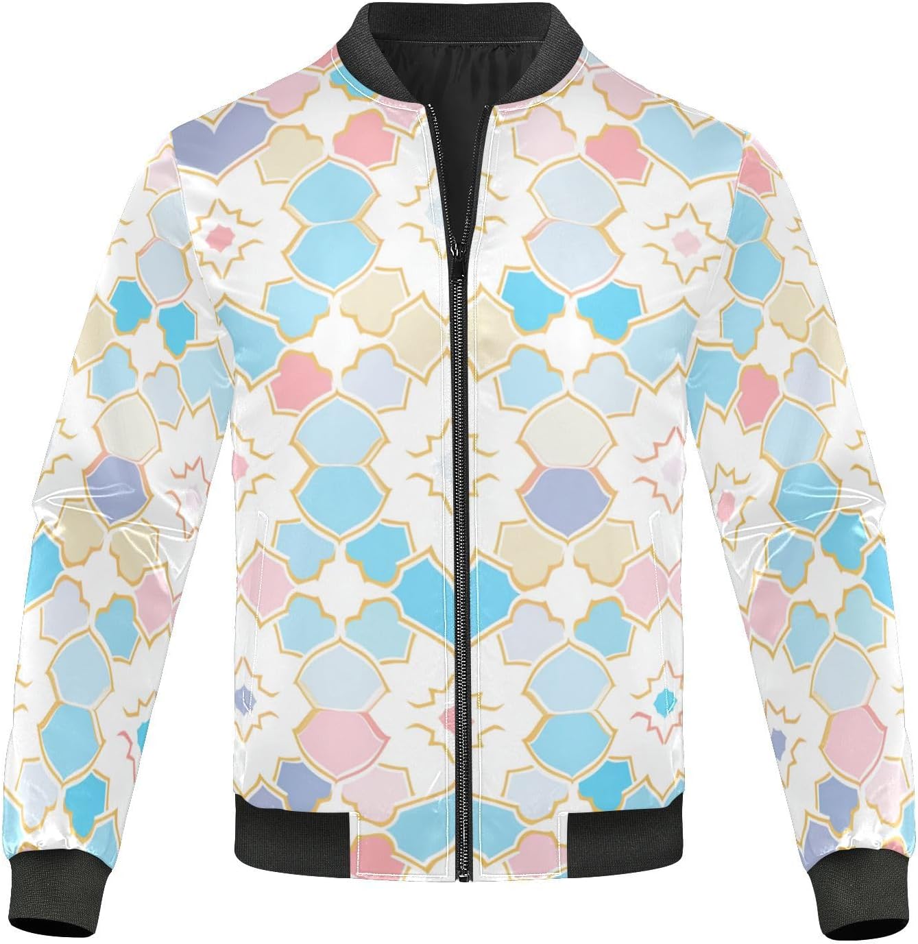 Flat Abstract Pattern Octagonal Colorful Men'S Lightweight Rain Jacket Men Windbreaker Jacket Lightweight