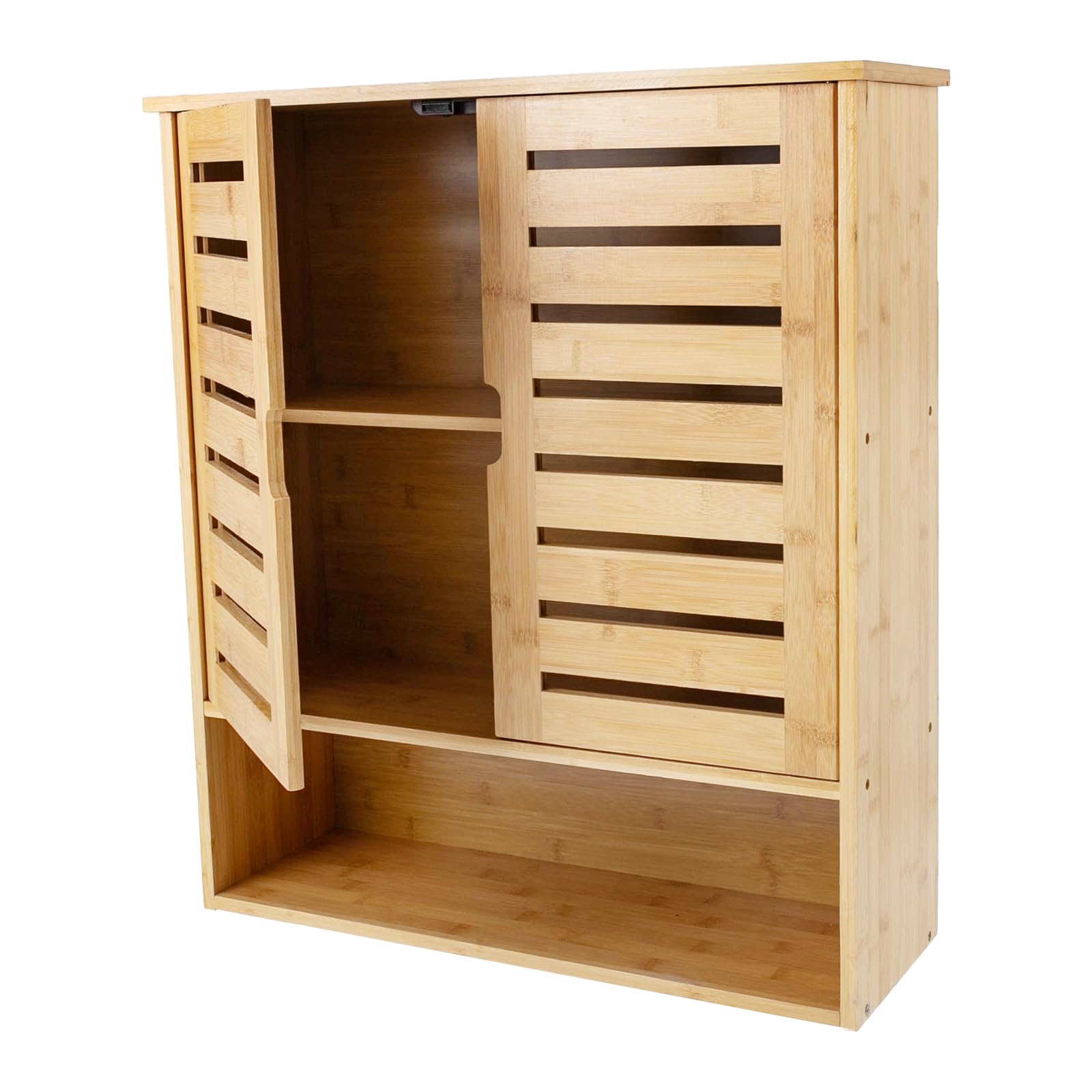 Armadietto da Bagno a Parete, Pensili in bambù per Bagno, Armadietto per medicinali Pensile sopra il WC Organizzatore Salvaspazio Armadietto da Bagno a Parete