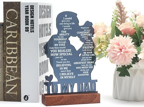 Dad Gifts from Daughter - Meaningful Fathers Day, Birthday, Christmas Sentimental Present for Father, Step Bonus Dad Daddy Papa Pop Old Man Acrylic Keepsake Plaque for Desk Decor Office Home