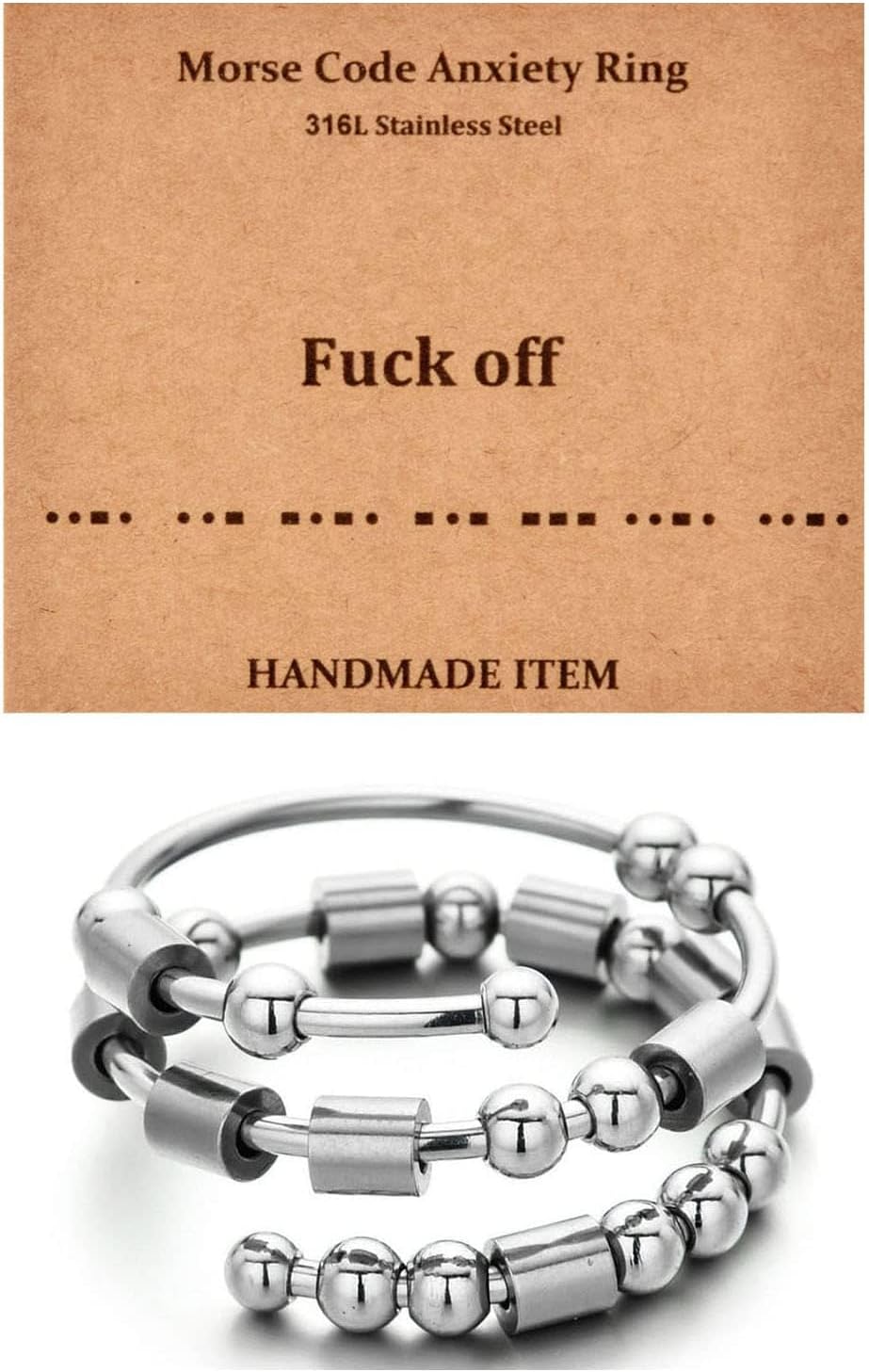 Adjustable Morse Code Ring for Women, Anxiety Relief Spinner Ring Stainless Steel Morse Code Jewelry Inspirational Gifts for Women, Birthday Christmas Gifts for Friend