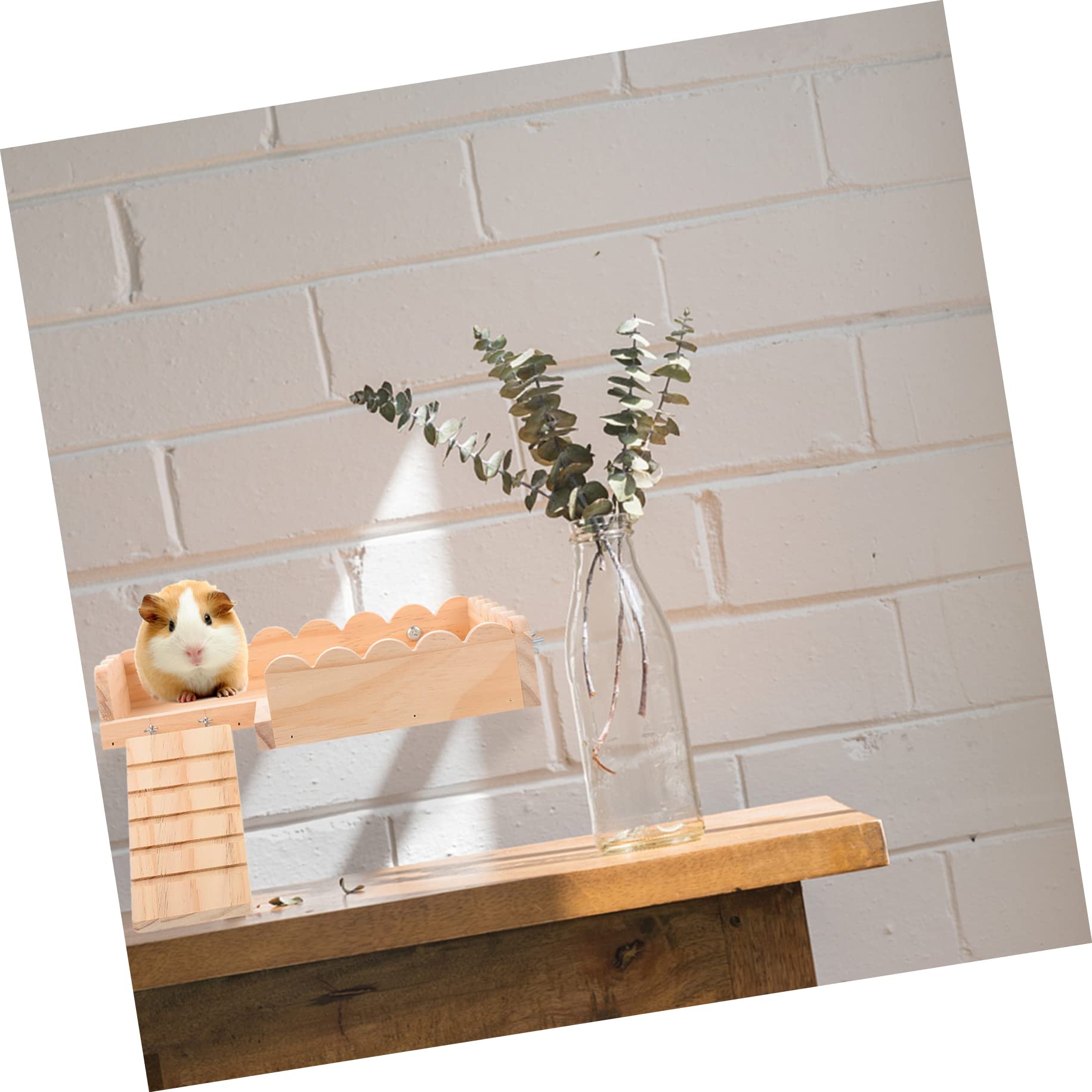 Jouet Plateforme pour Hamster en Bois, Support de Cage Khaki