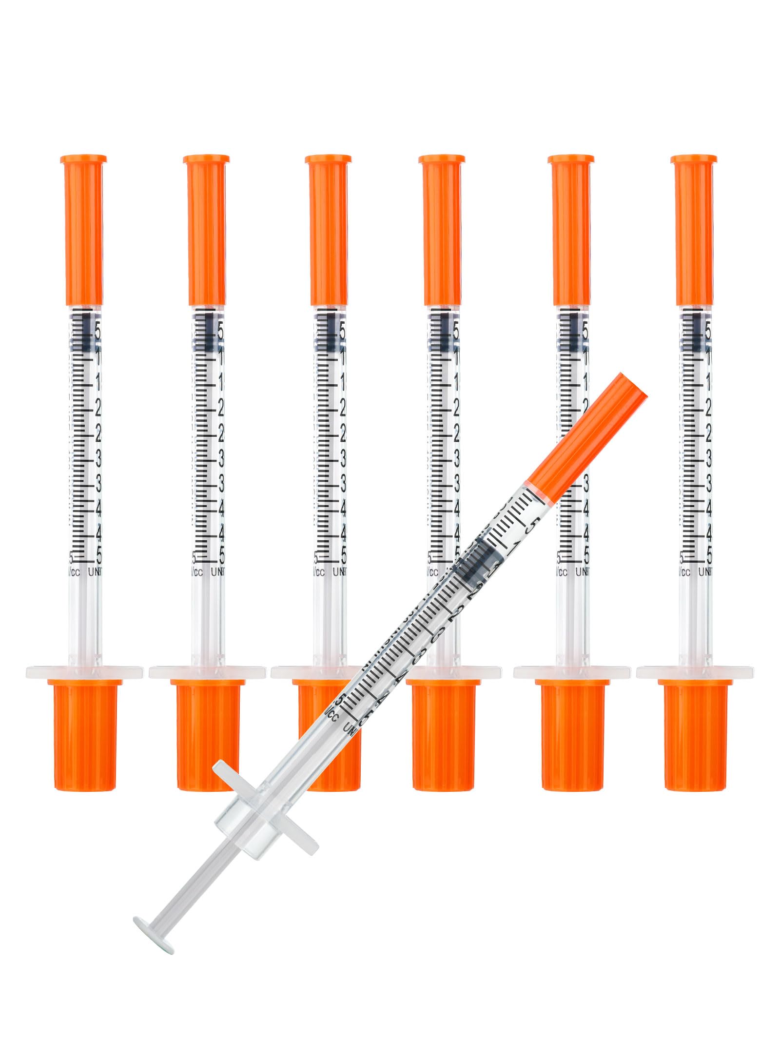 Photo 1 of 0.5ml Syringes 29G x 1/2" 12.7mm Disposable Lab Syringe with Caps, 100 Pack