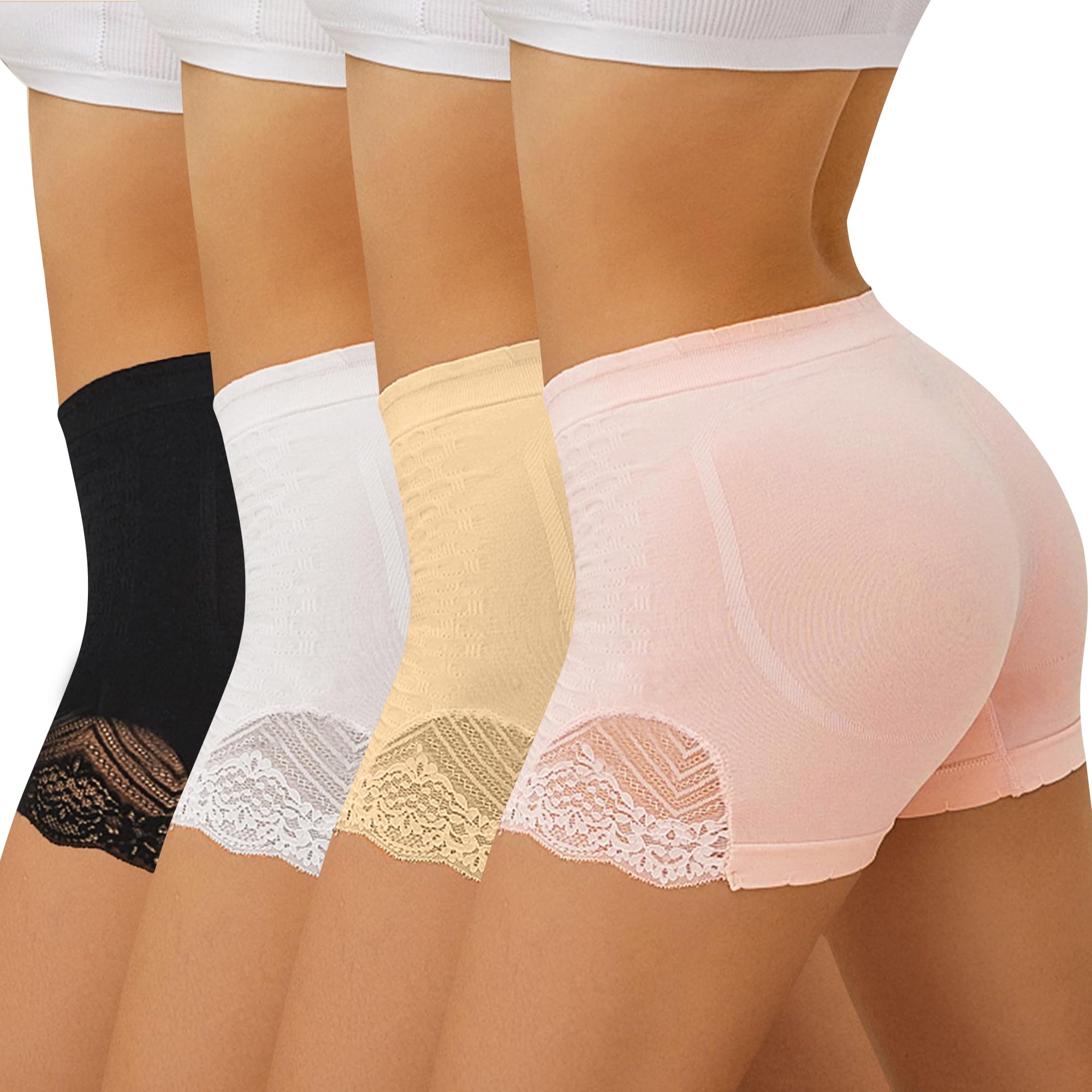FINETOO 4er Pack Damen Boxershort Slips Push up Unterwäsche Weich Slip Sexy Panties Atmungsaktive Unterhosen Hipster Frauen Mehrpack S-L