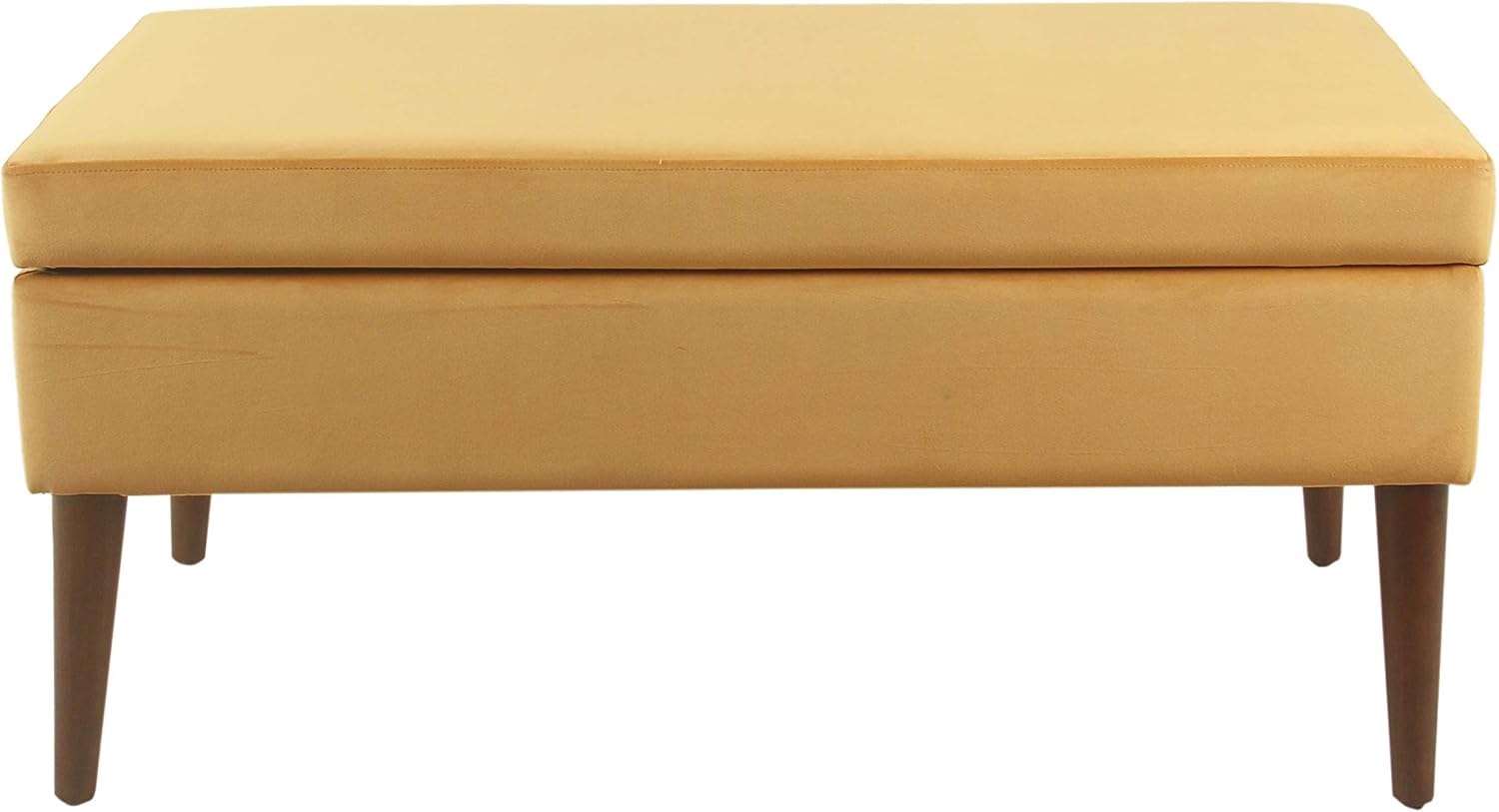 Spatial Order Home Decor | K8086-B273 | Kaufmann Collection Modern Storage Ottoman Bench | Large Ottoman Bench with Storage for Living Room & Bedroom, Yellow Velvet : Home & Kitchen