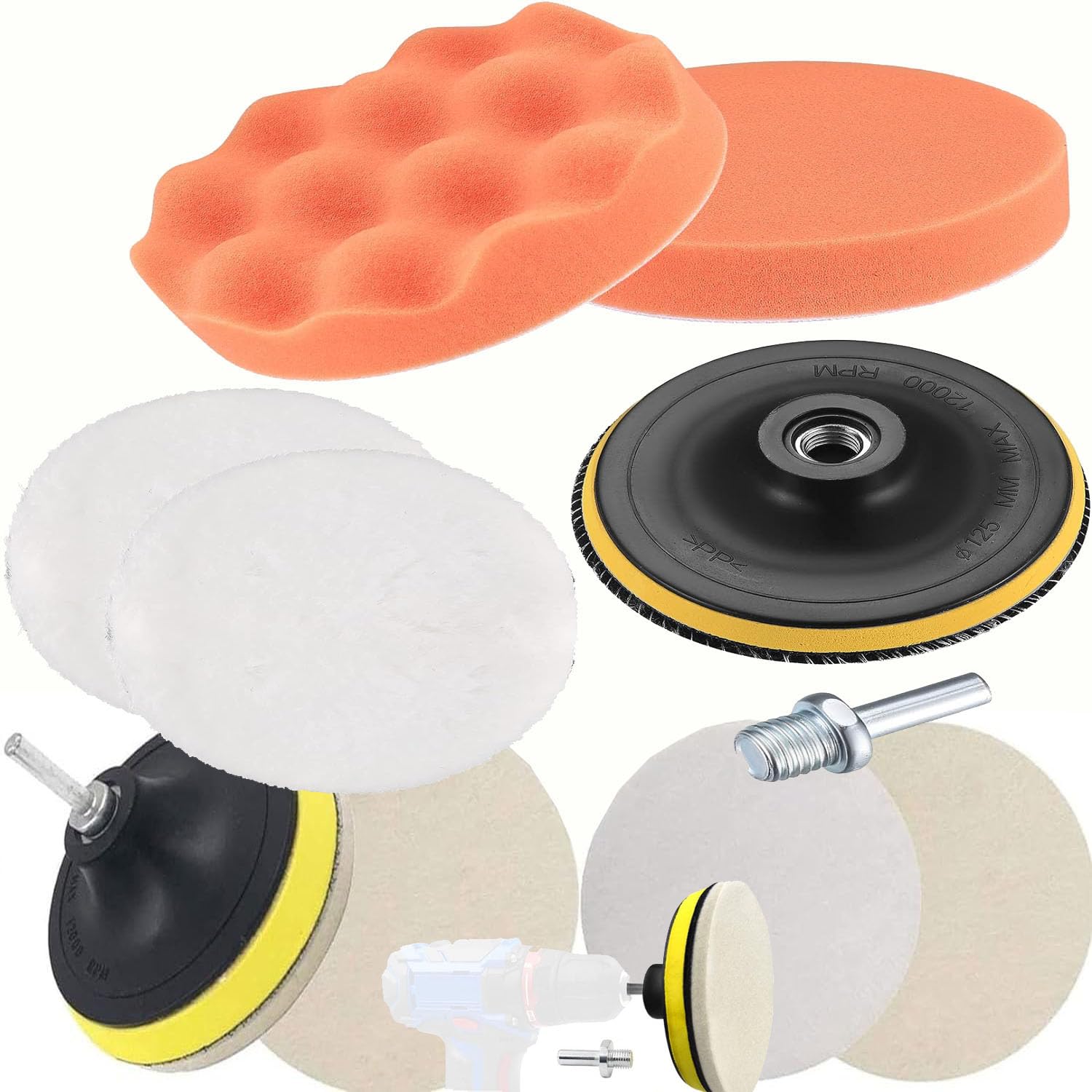 DIY Crafts Pack Of 6"inch, Multi, 6 Pcs Buffing Sponge Car Polishing Pad Disc Wool Disc Polishing Wax Sanding Pad Cleaning Car Accessories Felt(Pack Of 6"inch, Multi)