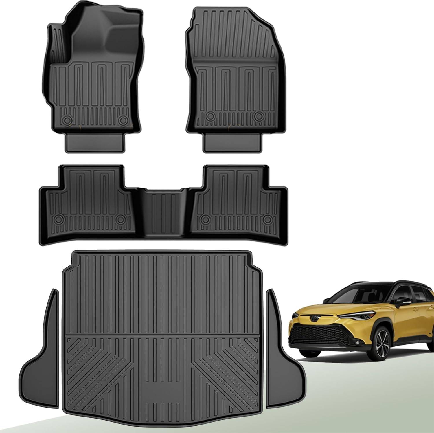 Original 2022-2025 Corolla Cross (ONLY FWD) Floor Mats & Cargo Liner for Toyota Corolla Cross SUV - Custom Fit Floor Liners and Trunk Mat for Corolla Cross (Not Fit AWD/Sedan/Hatchback)