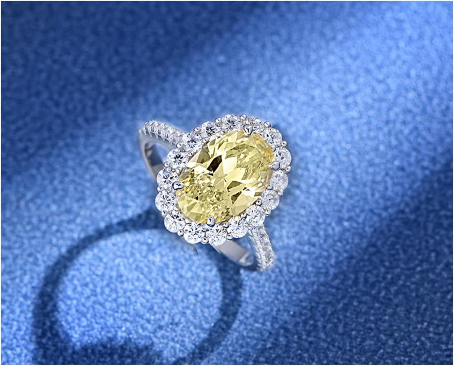 Zircon Engagement Rings for Women 5.6ct Oval Cut 8 * 12mm Zircon Eternity Women Wedding Bands S925 Sterling Silver Rings for Women Stylish Hypoallergenic Personalized Promise Rings