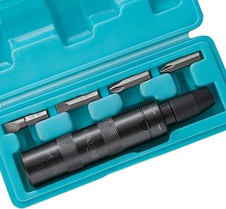DURATECH 3/8 Inch Drive Manual Impact Driver, Reversible Hand Screwdriver Set, with S2 Steel Bits, 5-Piece, for Tighten/Rusted Fasteners, organized in storage case