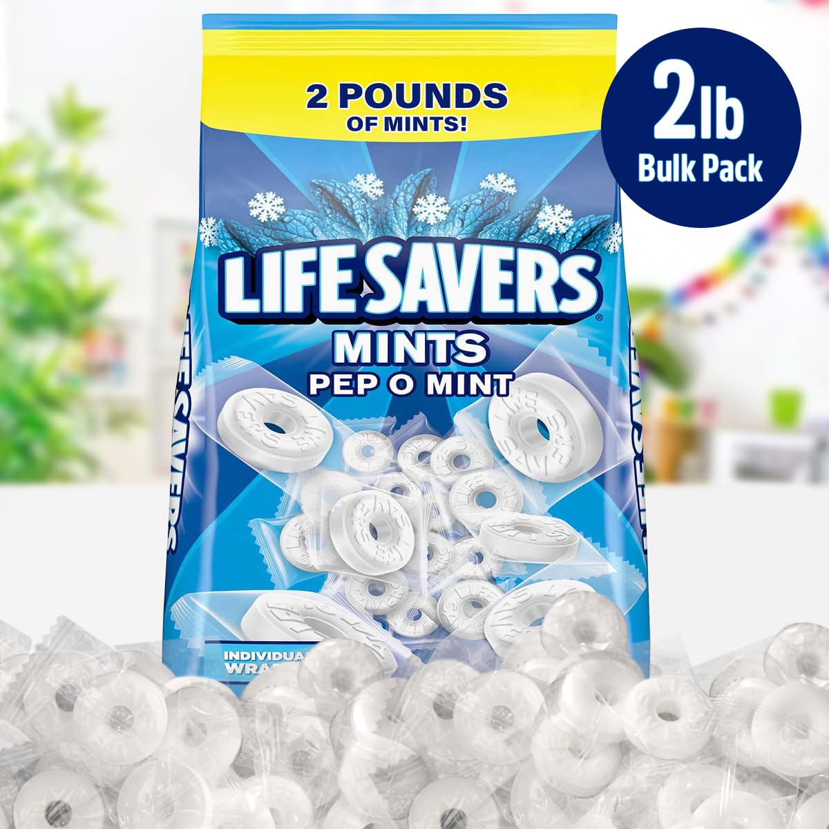 Pep O Mint Hard Candy, 2lb Pack of Mints Bulk, Perfect for Sharing, Gifting, Weddings and Special Events, Classic Peppermint Individually Wrapped with a Cool, Refreshing Taste