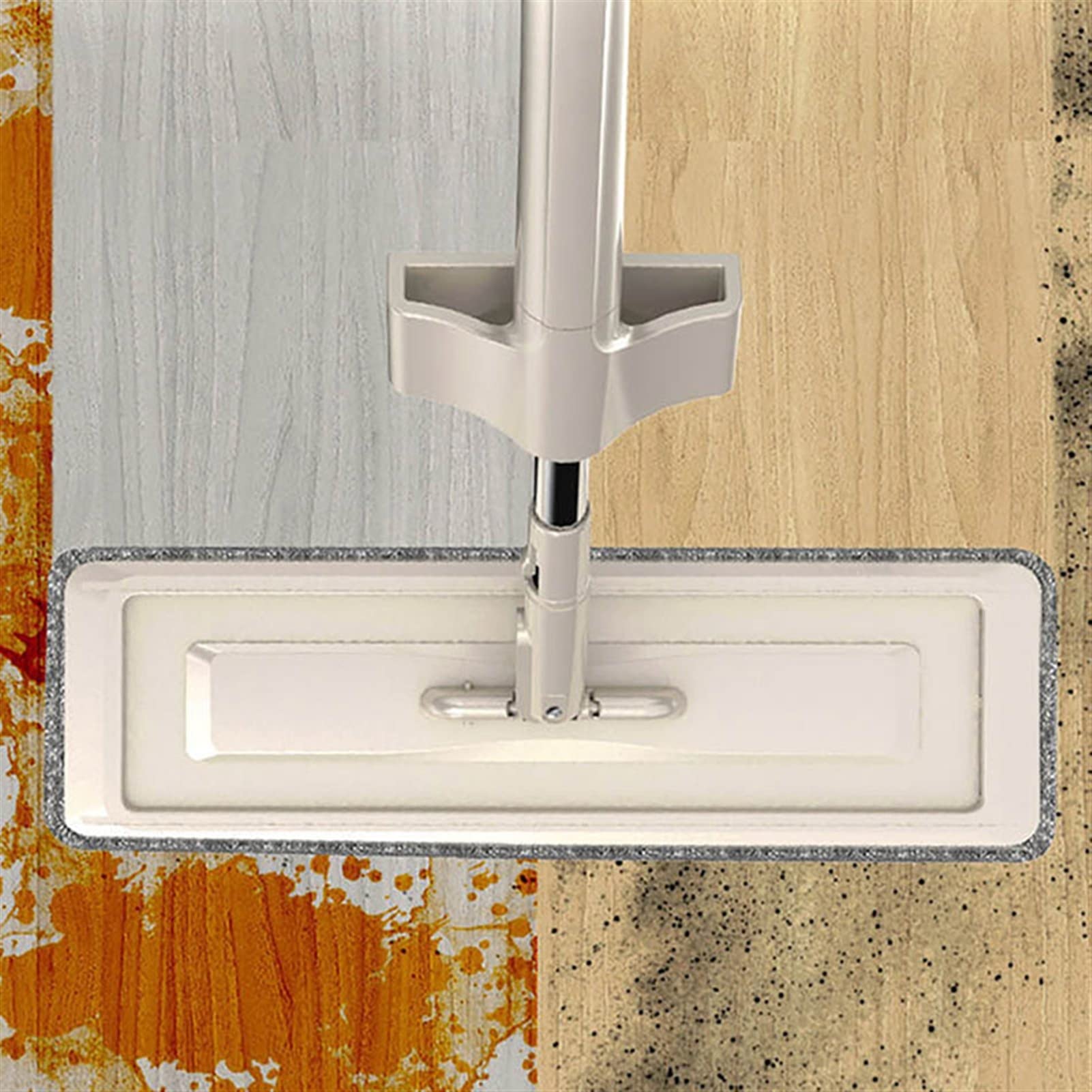 TOMYEUS Magic autolimpiante Squeeze Frega con Almohadillas de Microfibra Placa Plana for el Piso de Lavado Hogar de Limpieza for el hogar Accesorios de baño, Caqui (Color : 1Pcs Pad)