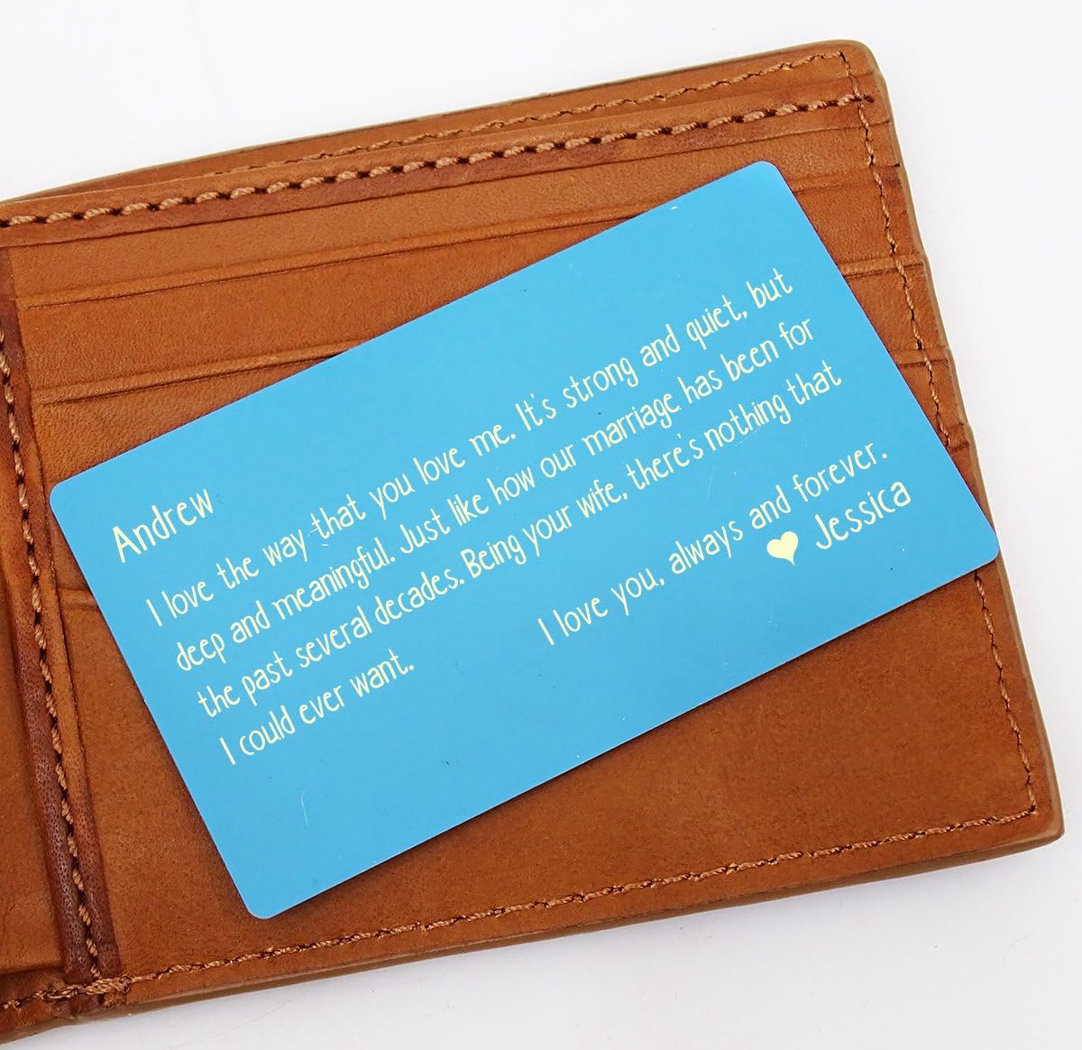 Darling Souvenir Custom Engraved Personalized Metal Wallet Card Mini Love Note Gift For Him