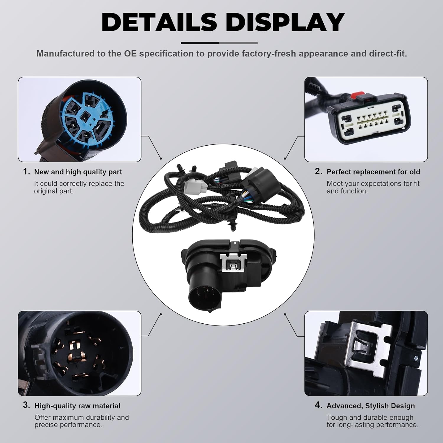 Trailer Rear Bumper Tow Connector Wiring Harness Hitch Wire Kit Without Parking Aid Compatible with Ford F-150 2015-2020 HL3Z-13A576-D HL3Z-13A576-B FU5Z-14489-A