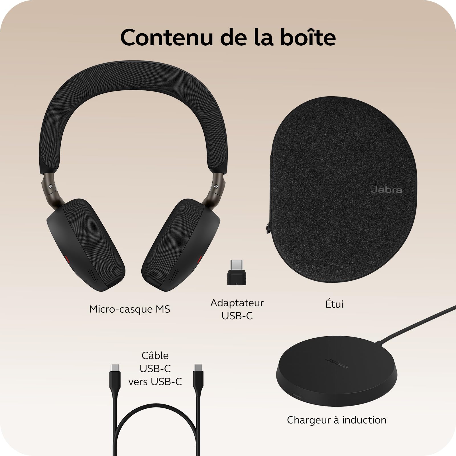 Jabra Evolve3 75 Casque on-Ear Bluetooth sans Fil avec Micro et Station de Charge pour Travail, USB-C, IA Appel Vocal, ANC Avancée, 22h, MS Teams Certifié, Noir