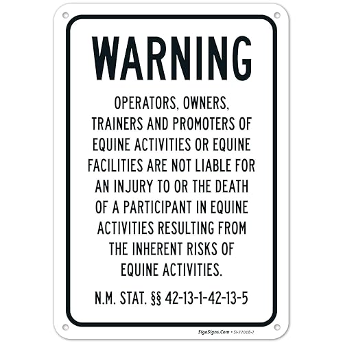 Miniatura 9 de Warning Under New Mexico Law Patrocinador de actividad equina o letrero profesional, 10 x 7 pulgadas, calcomanías de vinilo de 4 mil resistentes a