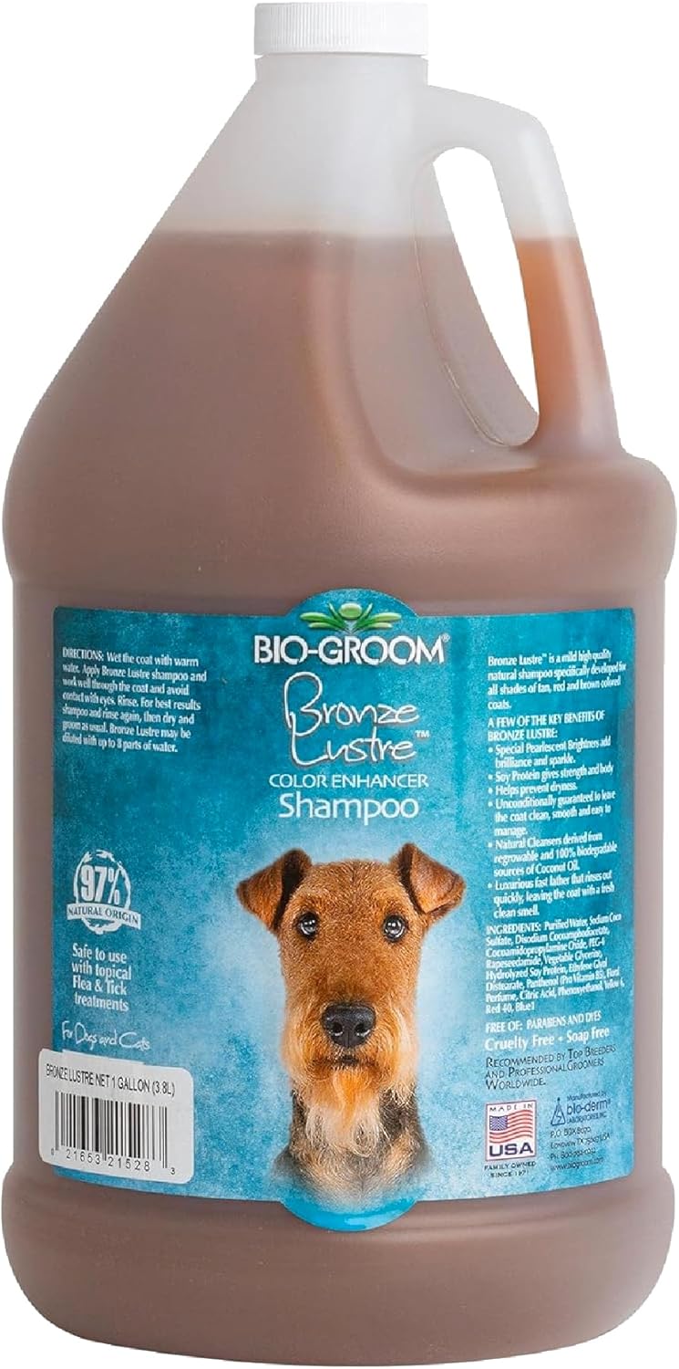 Bio-Groom Bronze Lustre Dog Shampoo - Color Enhancing Pet Shampoo, Dog Bathing Supplies, Puppy Wash, Dog Grooming Supplies, Cruelty-Free, Made in USA, Coat Brightener Shampoo - 1 Gallon