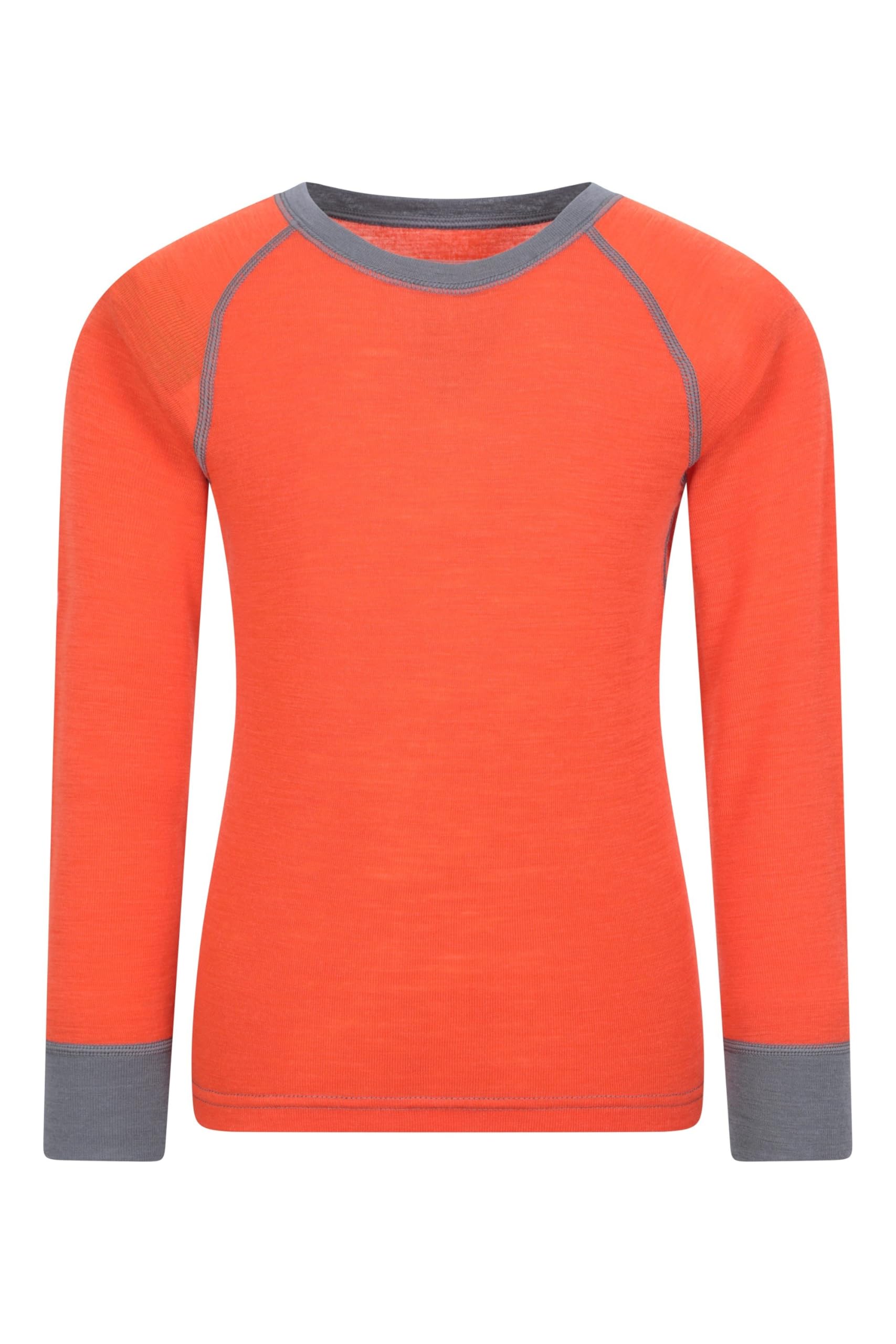 Mountain Warehouse Merino Kids Round Neck Baselayer Top Orange 2-3y