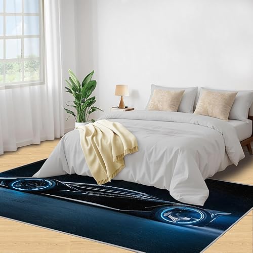 Miniatura 4 de Future Sports Car Rugs for Bedroom, Sports Car Area Rug, Cyberpunk Rugs for Living Room, Indoor Non-Slip Rug, Machine Washable Carpet for Front