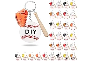 Baseball Bag Tags: Acrylic Gloves, Wooden Bat Keychains for DIY Crafting