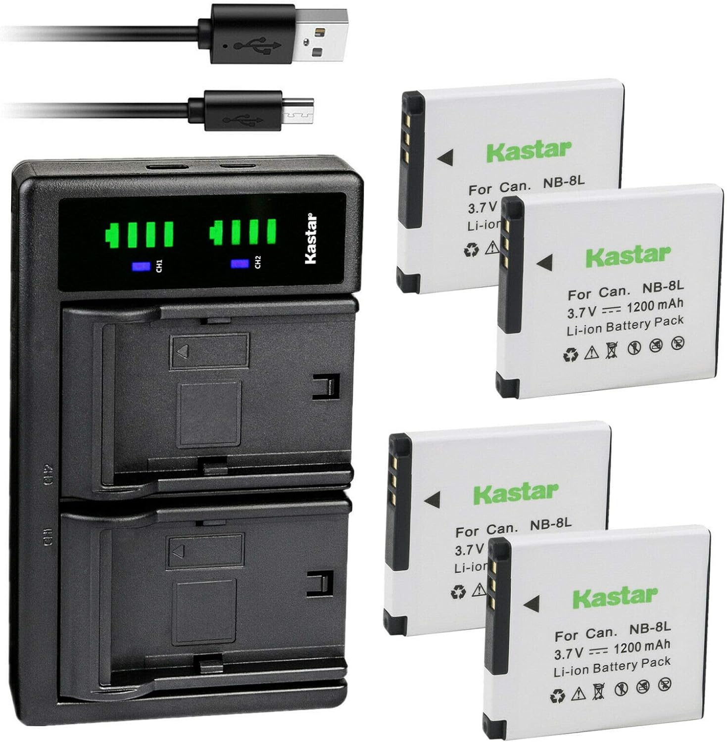 Kastar 4-Pack NB-8L Battery and LTD2 USB Charger Replacement for Canon PowerShot A2200, PowerShot A3000 is, PowerShot A3100 is, PowerShot A3150 is, PowerShot A3200 is, PowerShot A3300 is Cameras