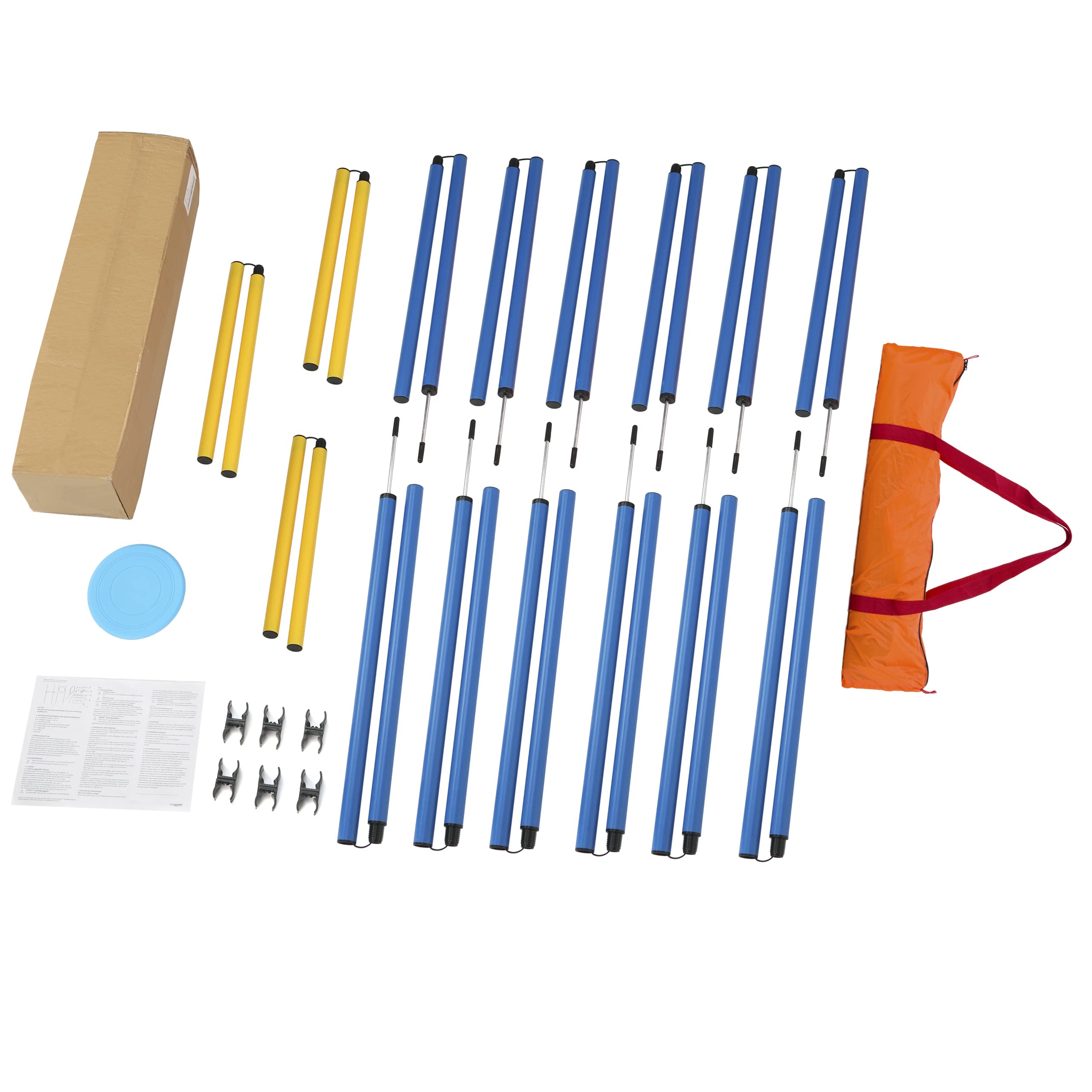 Barras de eslalom con obstáculo en color azul – Juego de agilidad para perros – Accesorios de entrenamiento para perros – Juego de entrenamiento de fútbol