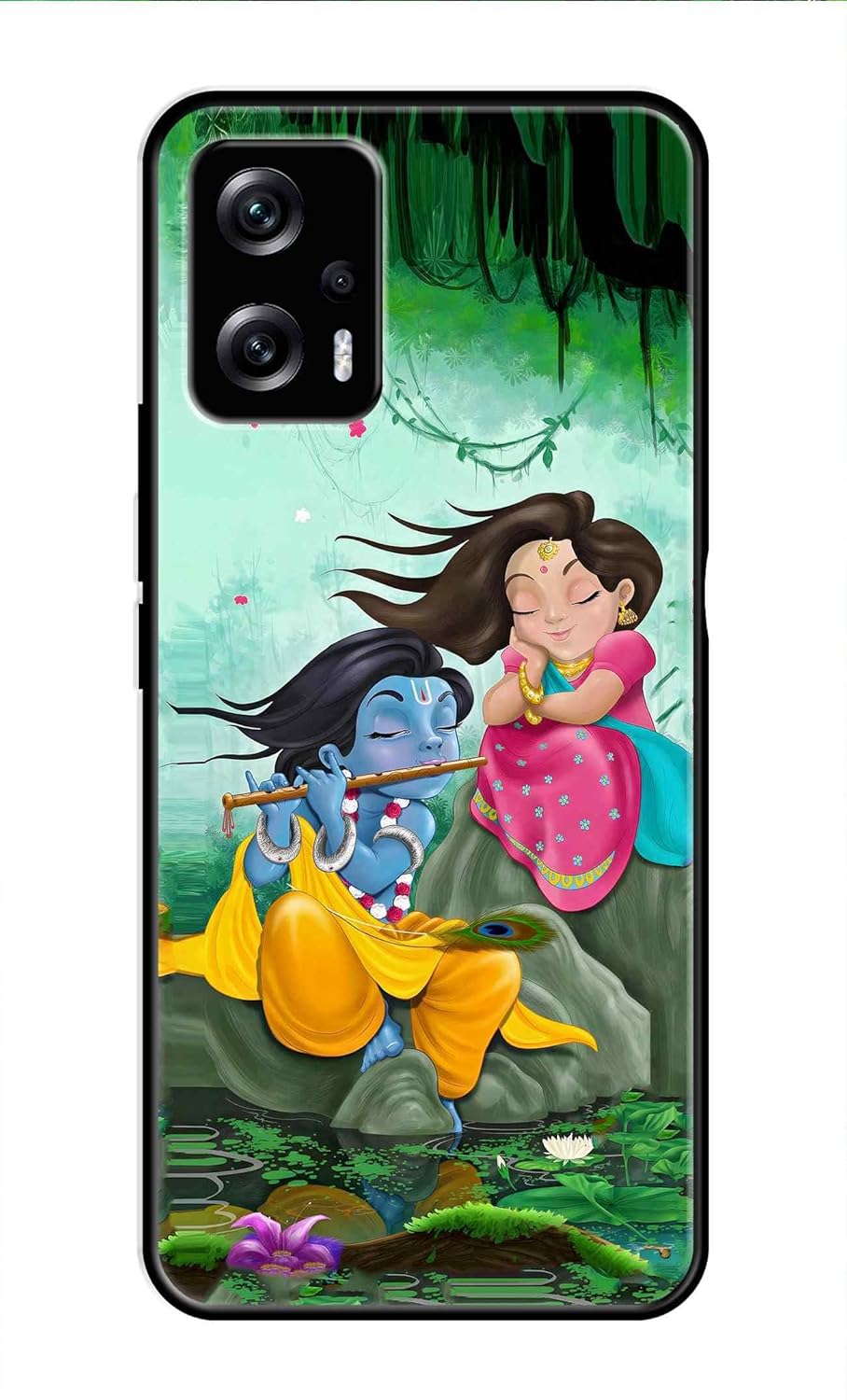 Metal TPU Printed Back Cover for Mi Redmi K50i 5G (Cute Radha Krishna) 360 Degree Protection | Camera Protection -25092024(U)