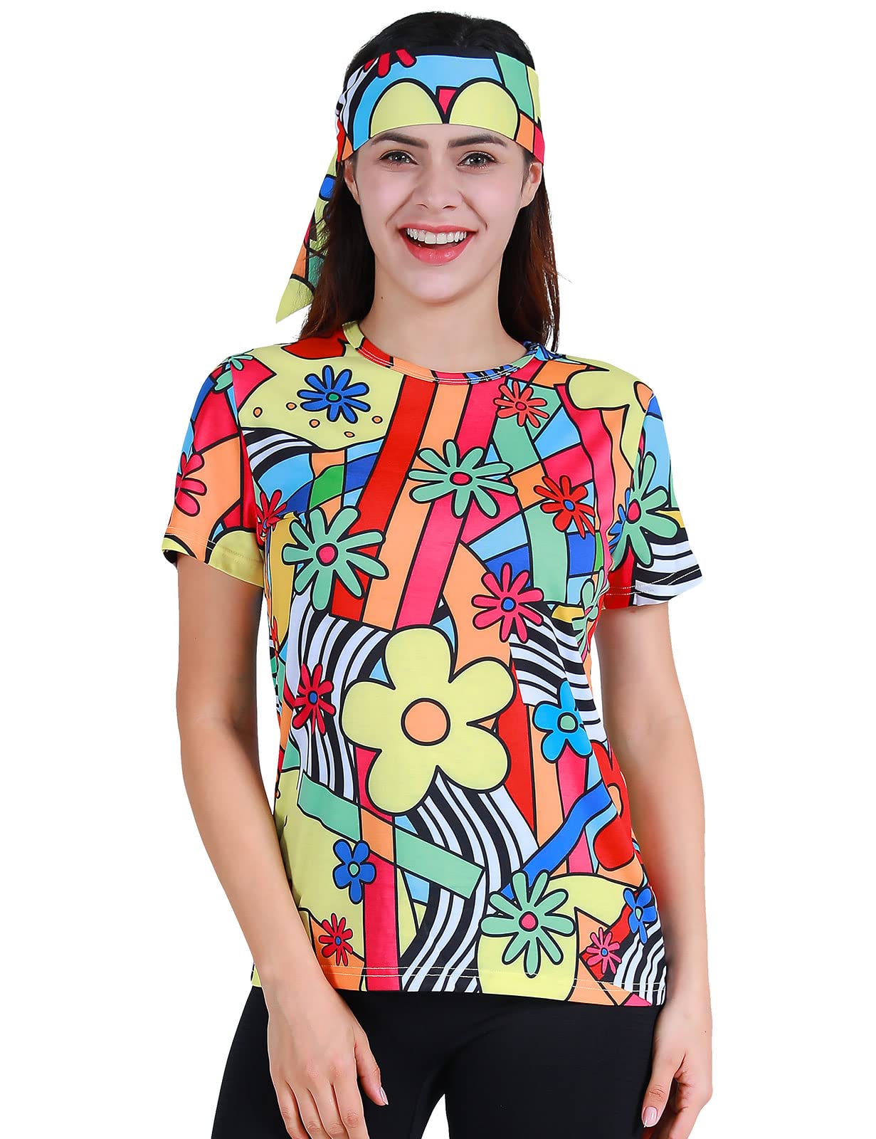 Cosavorockwomen 60s 70s Hippy Flower Power Costume T Shirts - Main Image