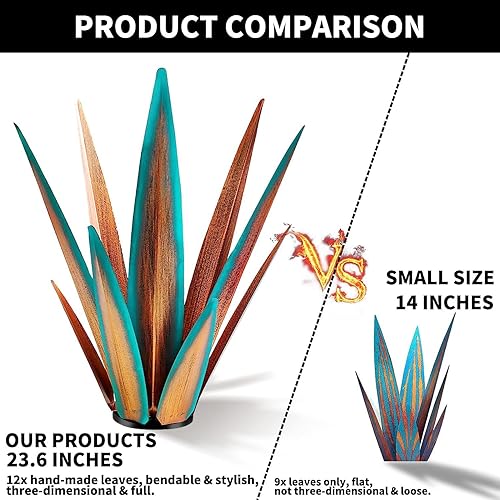 Miniatura 4 de Escultura rústica grande de tequila, plantas de agave para patio al aire libre, decoración del hogar, estatua de jardín de metal pintada a mano,