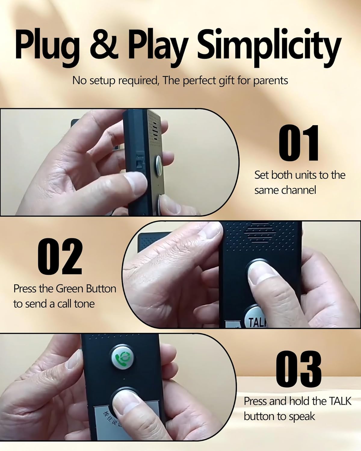 Intercoms Wireless for Home, Long Range Wireless Intercom System for Room to Room Communication, 2 Way Voice Intercom for Elderly, Seniors, and Kids - Image 5