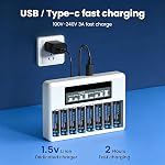 CITYORK Remboursé AA AAA Batteries avec 8 Chargeur de baies, paquet de 4 AA3000mWh et paquet de 4 AAA1200mWh 1.5V AA AAA Batteries pour Caméras Blink, Sonnette de porte vidéo, Serrures intelligentes, Alarmes, Télécommande