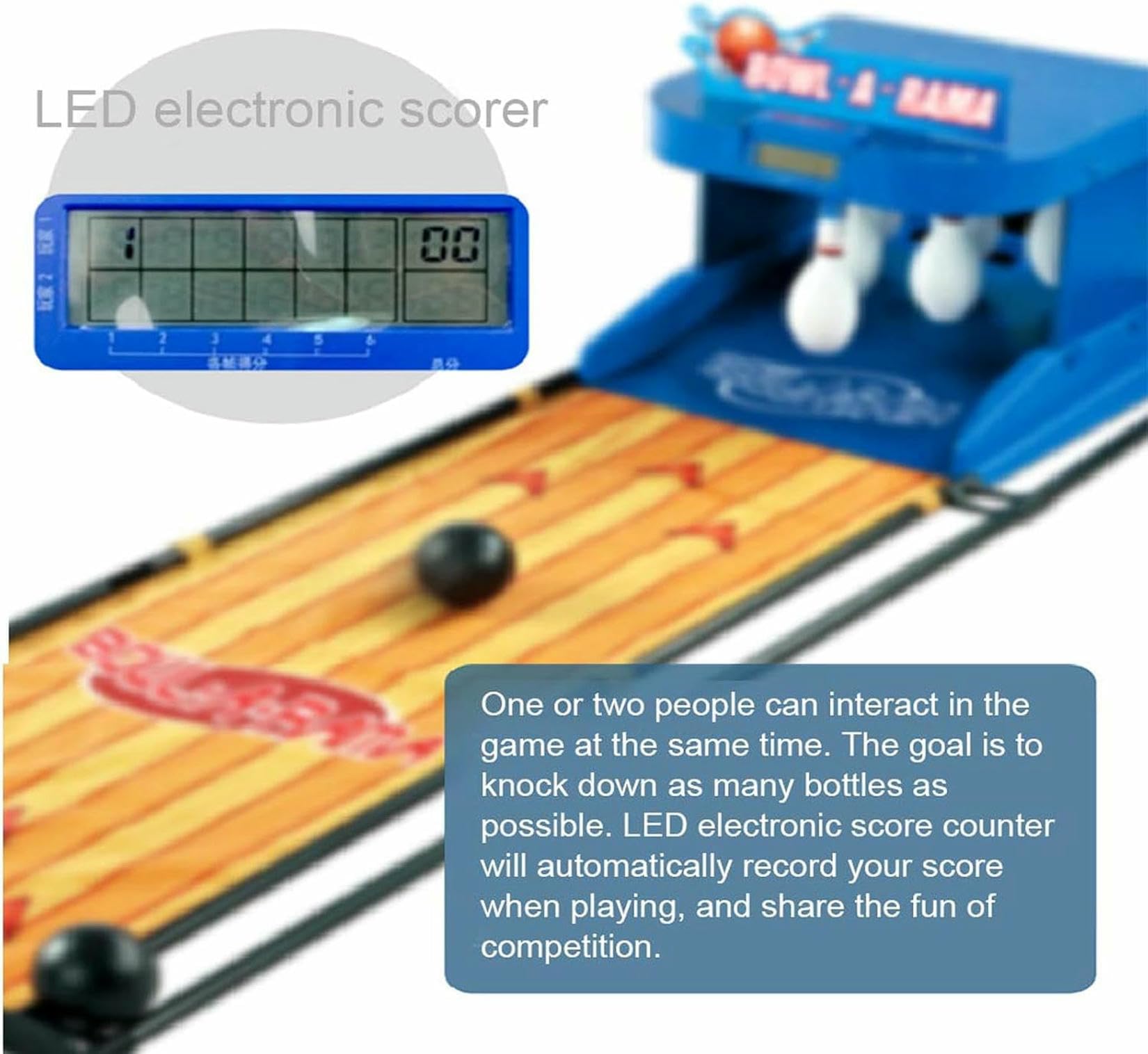 Juego De Bolos De LED Electrónico: Consola De Deportes De Bolos Cubiertos con Reinicio Automático Y Marcador para Niños, Niñas Y Adultos
