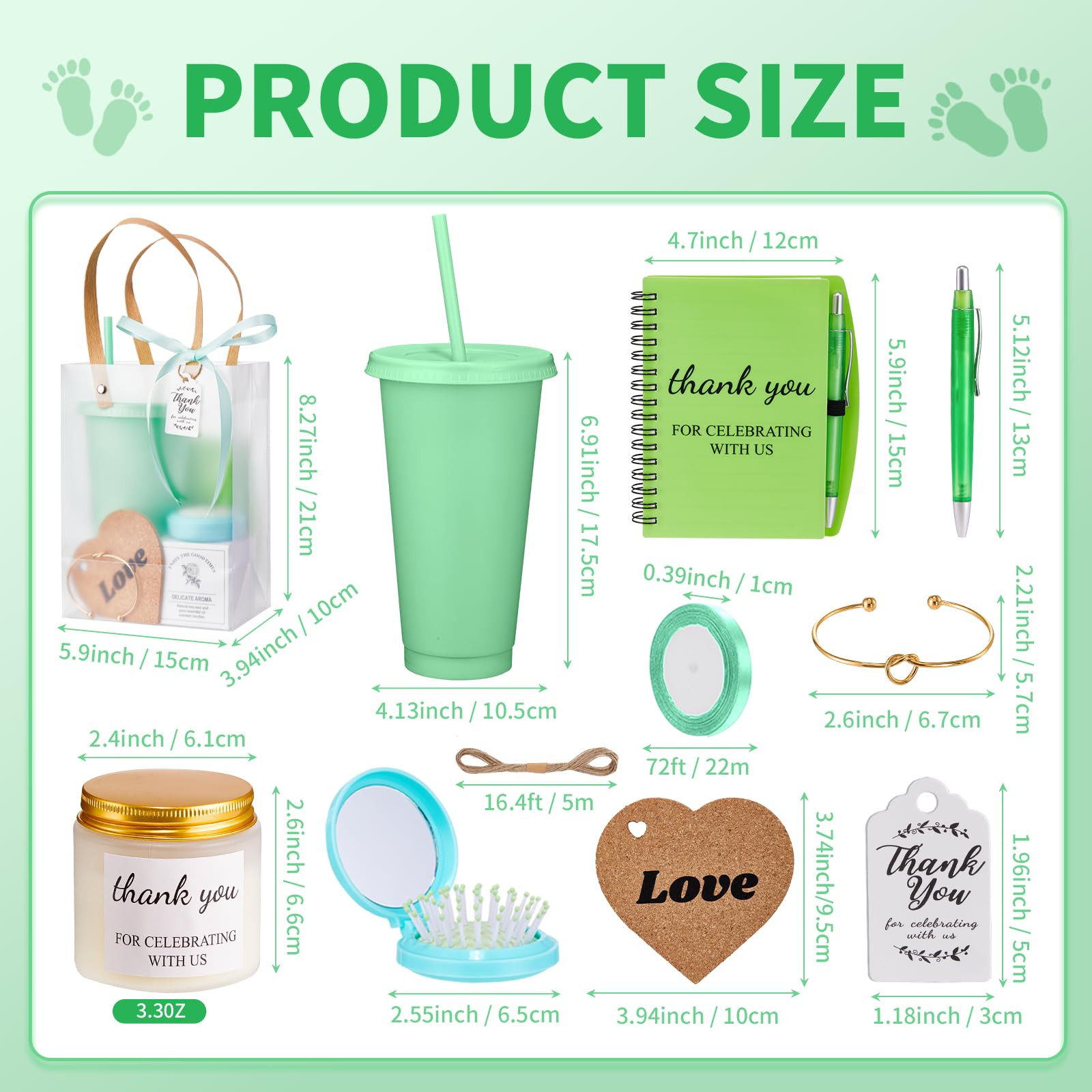 50 premios para baby shower para ganadores del juego, regalos para baby shower, incluyendo vaso de plástico, cuaderno, velas perfumadas, bolígrafo, espejos con cepillos para el pelo, pulsera, bolsa de