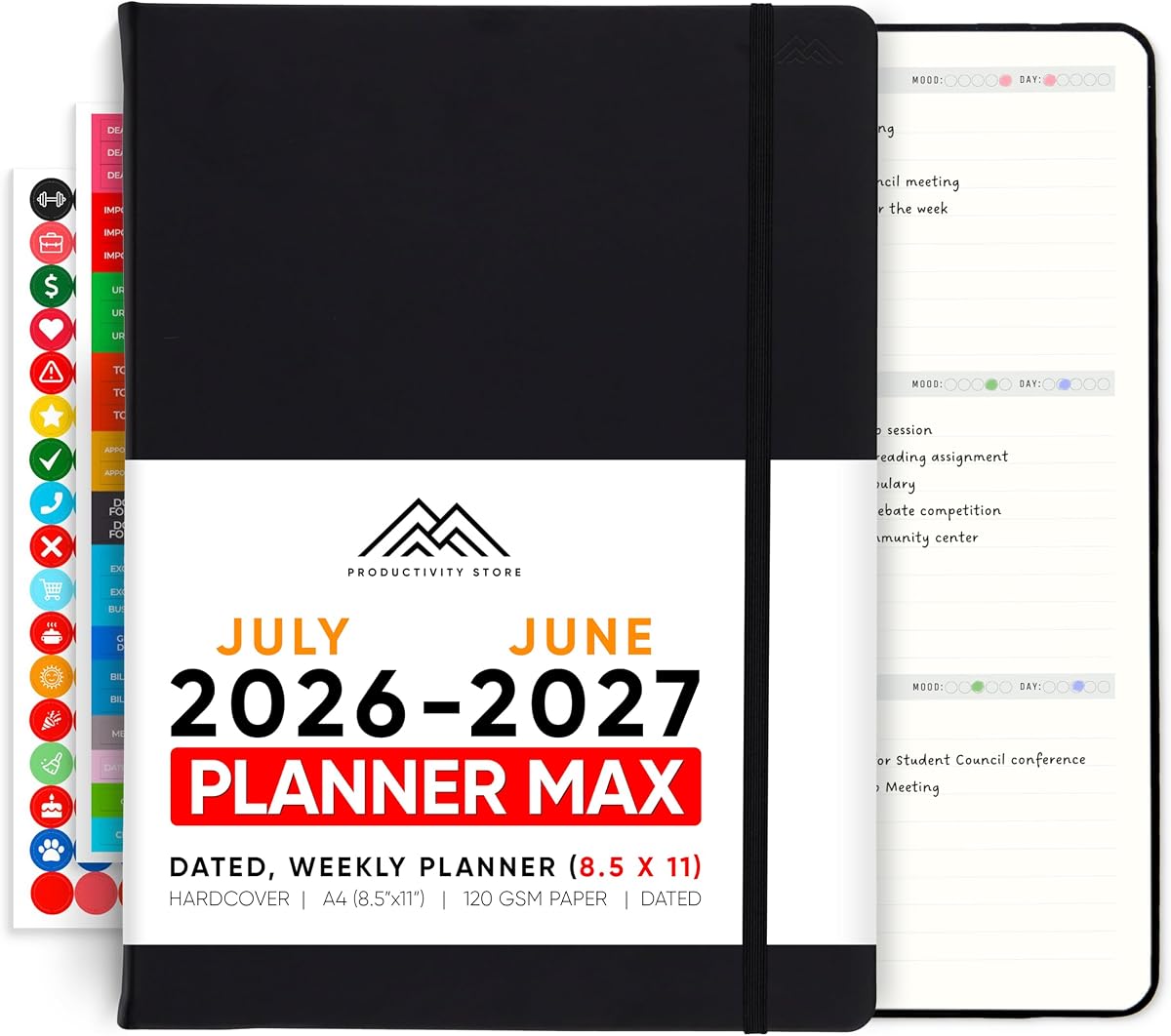 July 2026-2027 Planner 8.5 x 11 Pro Max - Dated Productivity & Academic 2026-2027 - Daily, Weekly & Monthly Planner With July Start Date - A4 - Productivity Store