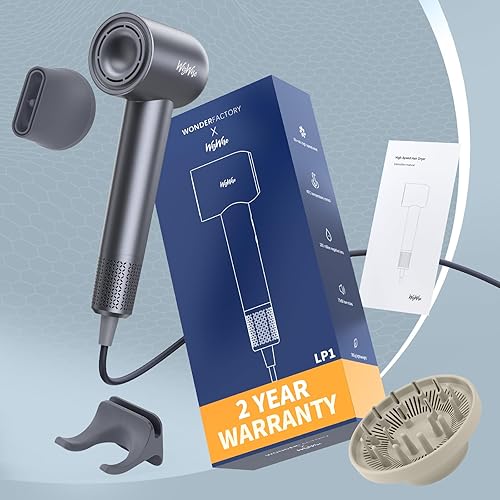 Miniatura 8 de Secador de pelo, secador de pelo iónico de alta velocidad de 1500 W con difusor para cabello rizado, secadora de 110,000 rpm, 4 temperaturas y 2