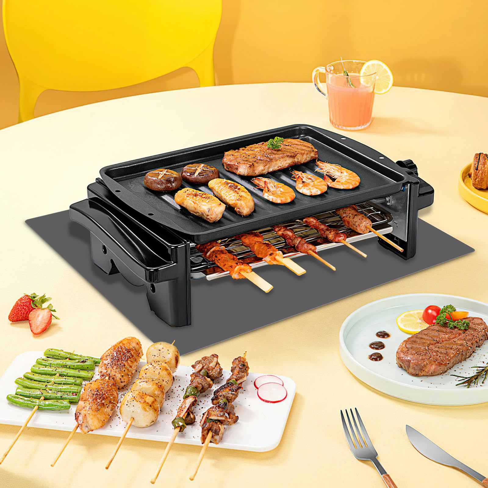 Tappetino Lgnifugo, 60 X 50 cm Tappetino in Silicone Ignifugo per Bancone Della Cucina,Tappetino Resistente al Calore Antiscivoloper Friggitrice, Forni, Caffè, Microonde, Griglie All'Aperto