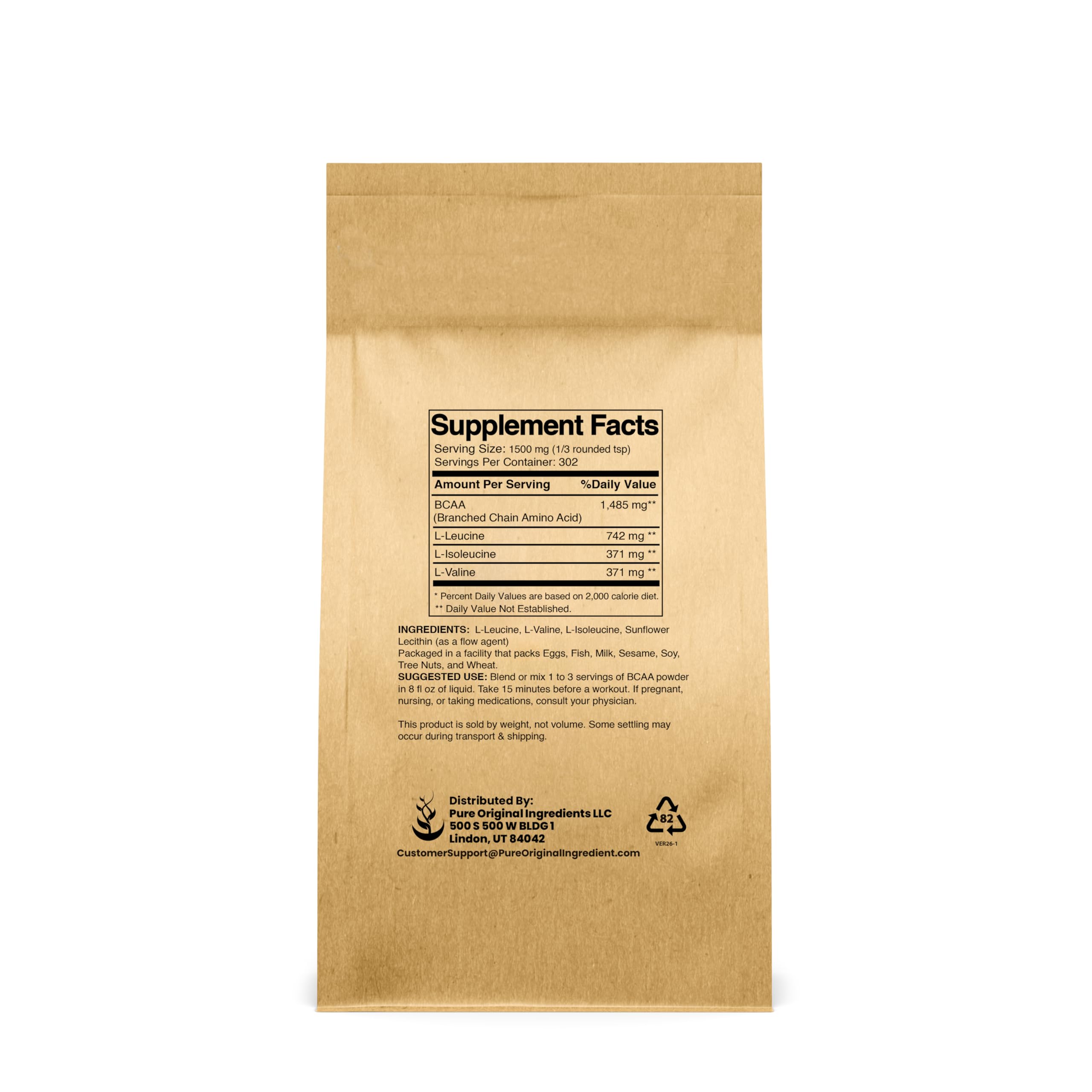 PURE ORIGINAL INGREDIENTS, BCAA Powder, 1 Lb — Amazon image 2
