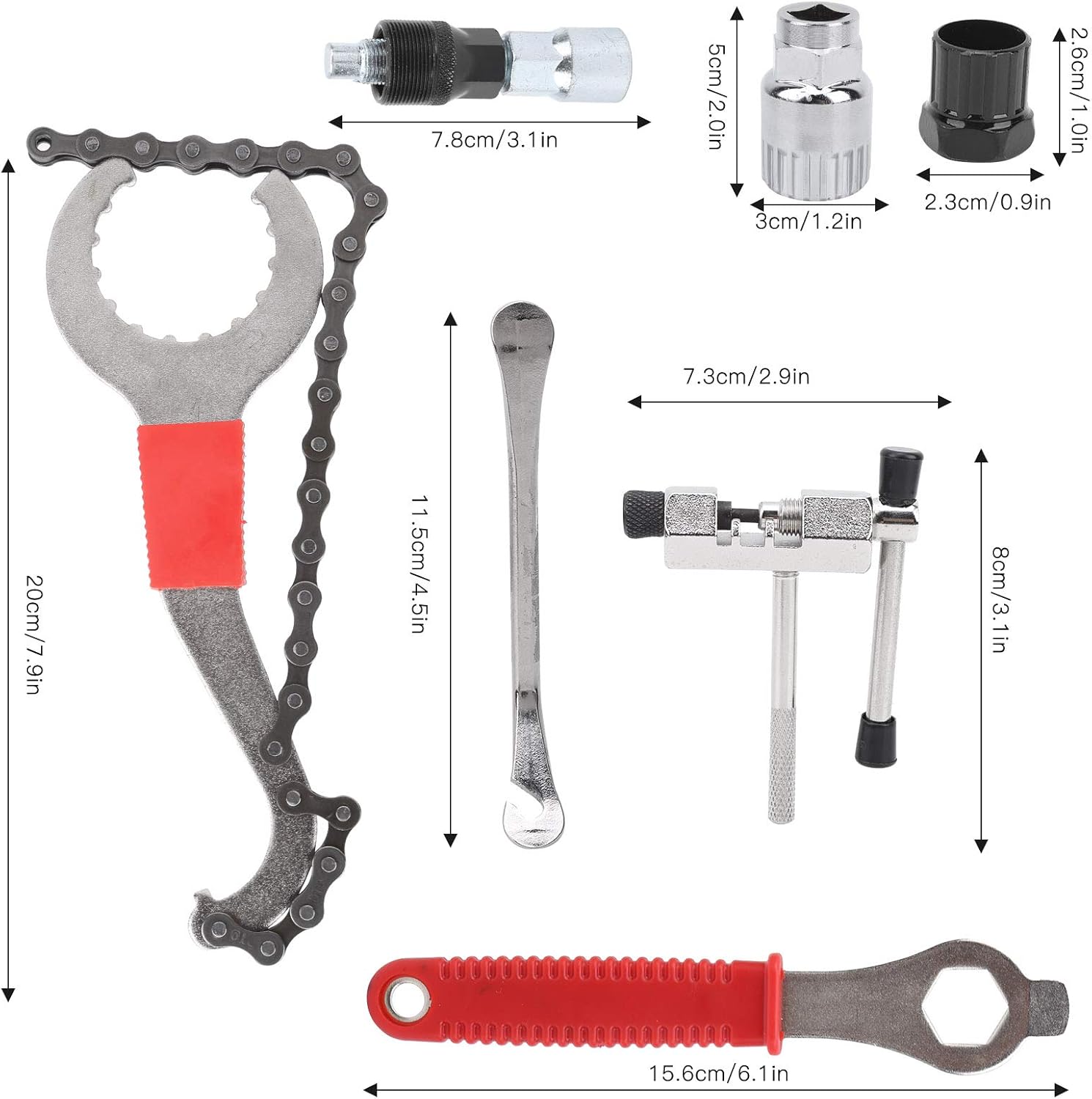 EVTSCAN Bicycle Cassette Removal Kit, 7Pcs Multi‑Functional Bicycle Flywheel Removal Kit Chain Wheel Tool Set Bike Repair Tool