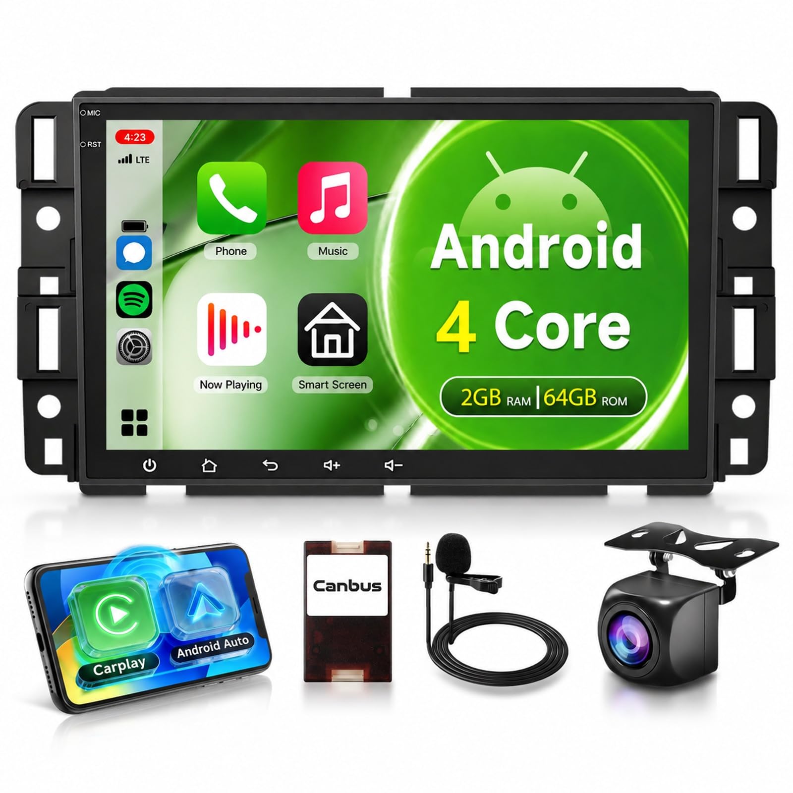 2G+64G 8 inch Car Stereo for Chevrolet Silverado GMC Sierra Yukon 2007-2013, Rimoody Android GPS Navigation Head Unit Radio Replacement with CarPlay Android Auto Multimedia Video Player Backup Camera-image-15