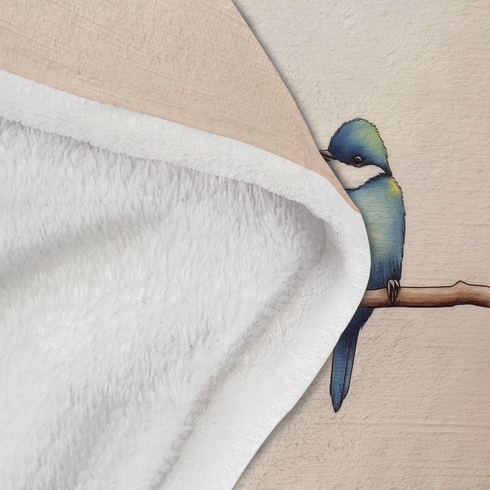 Puszyste koce na sofę 150 x 200 cm – białe, super miękkie, puszyste, nadające się do prania, koc z motywem ptaka, AST, koc dziecięcy z polaru na łóżko, sofę, podróż, pomysł na prezent