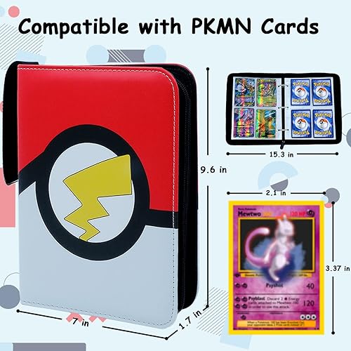 Miniatura 3 de Pempar Carpeta de tarjetas para tarjetas Pokemon de 4 bolsillos, 400 bolsillos para juegos de cartas coleccionables con fundas (clásica)