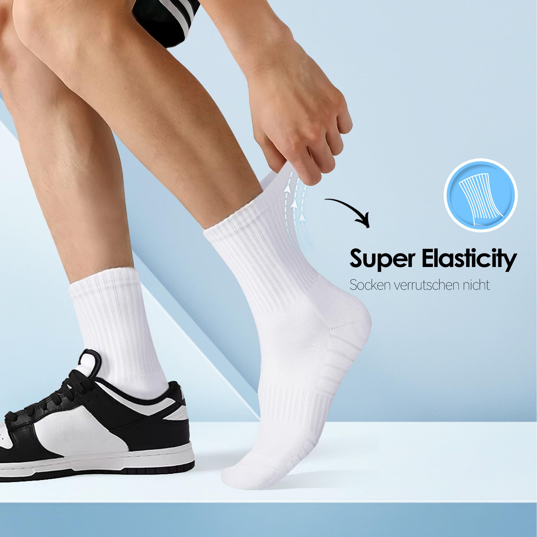 TUUHAW 6/12 Paia Calzini Uomo e Donna Sportivi Lunghe Cotone Sport Calzettoni con Buona Elasticità Alti Socks Calze Traspiranti