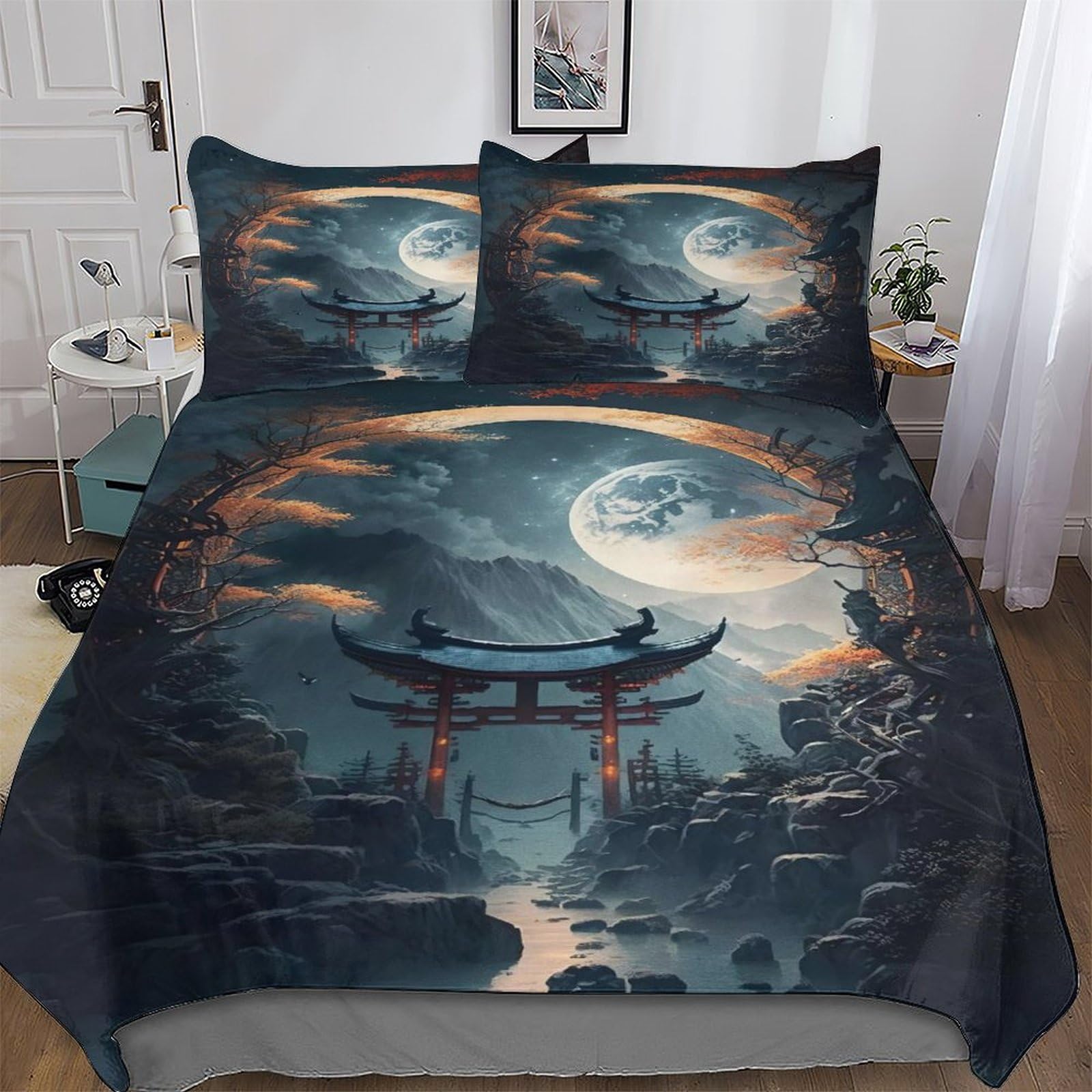 Parure de lit japonaise 200x200 avec housse de couette double zippée