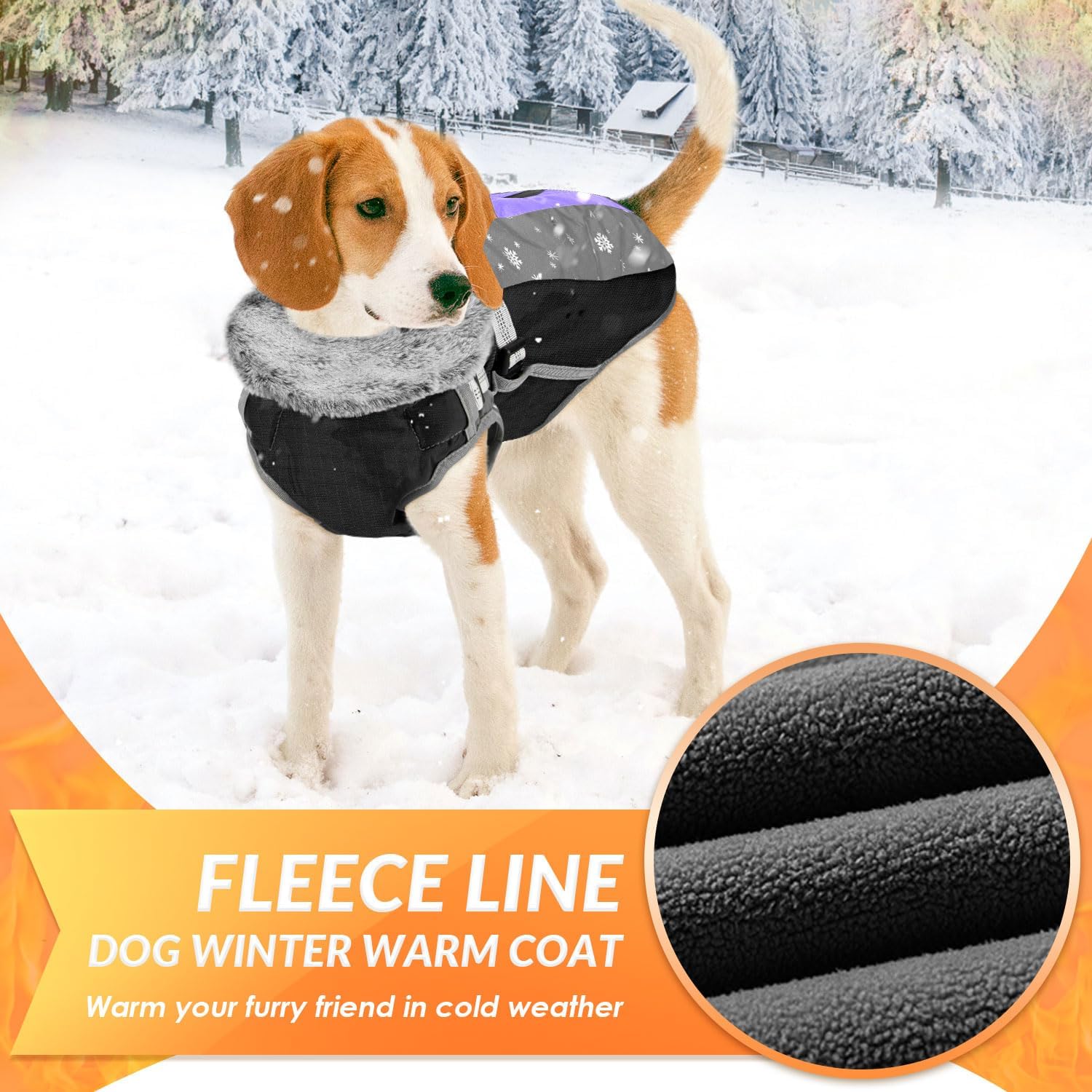 SlowTon Dog Jacket with Harness Built in - Waterproof Fleece Winter Warm Dog Coats for Small Medium Dogs, Reflective Adjustable Furry Puppy Vest Clothes for Outdoor Walking (PU, XS)