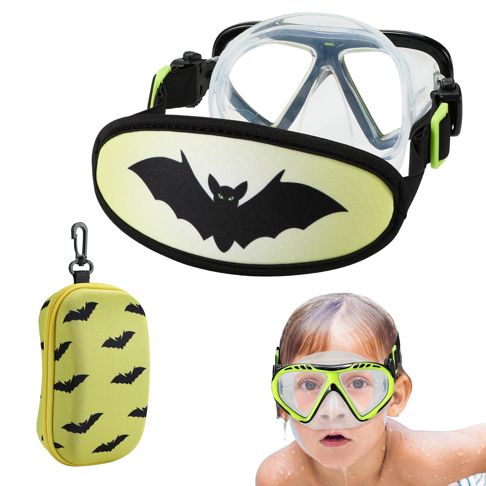 Toddler Goggles Nose Cover, Kid Goggles Fabric Strap, Swimming Goggles Kids 3-6