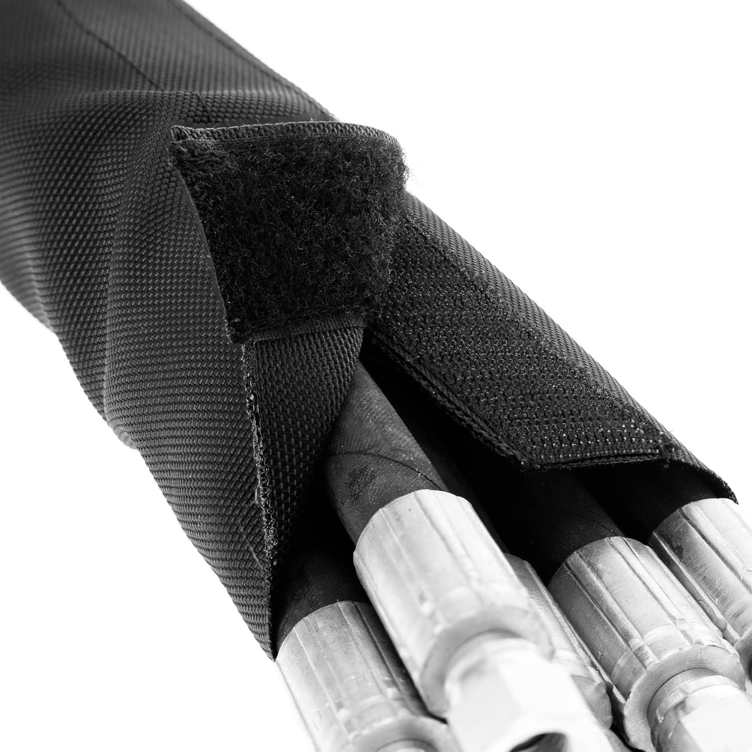 Safe Sleeve Wrap - Protector para Manguera hidráulica (diámetro de 50 mm), con Cierre de Gancho y Bucle, Flexible e Impermeable, 10 m de Largo, Color Negro