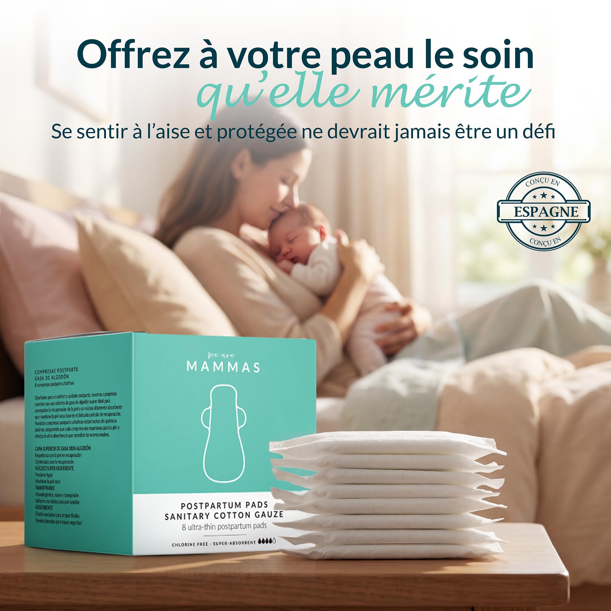 Lot de 16 serviettes post accouchement en coton – Ultra absorbantes, douces et hypoallergéniques – Confort post partum naturel